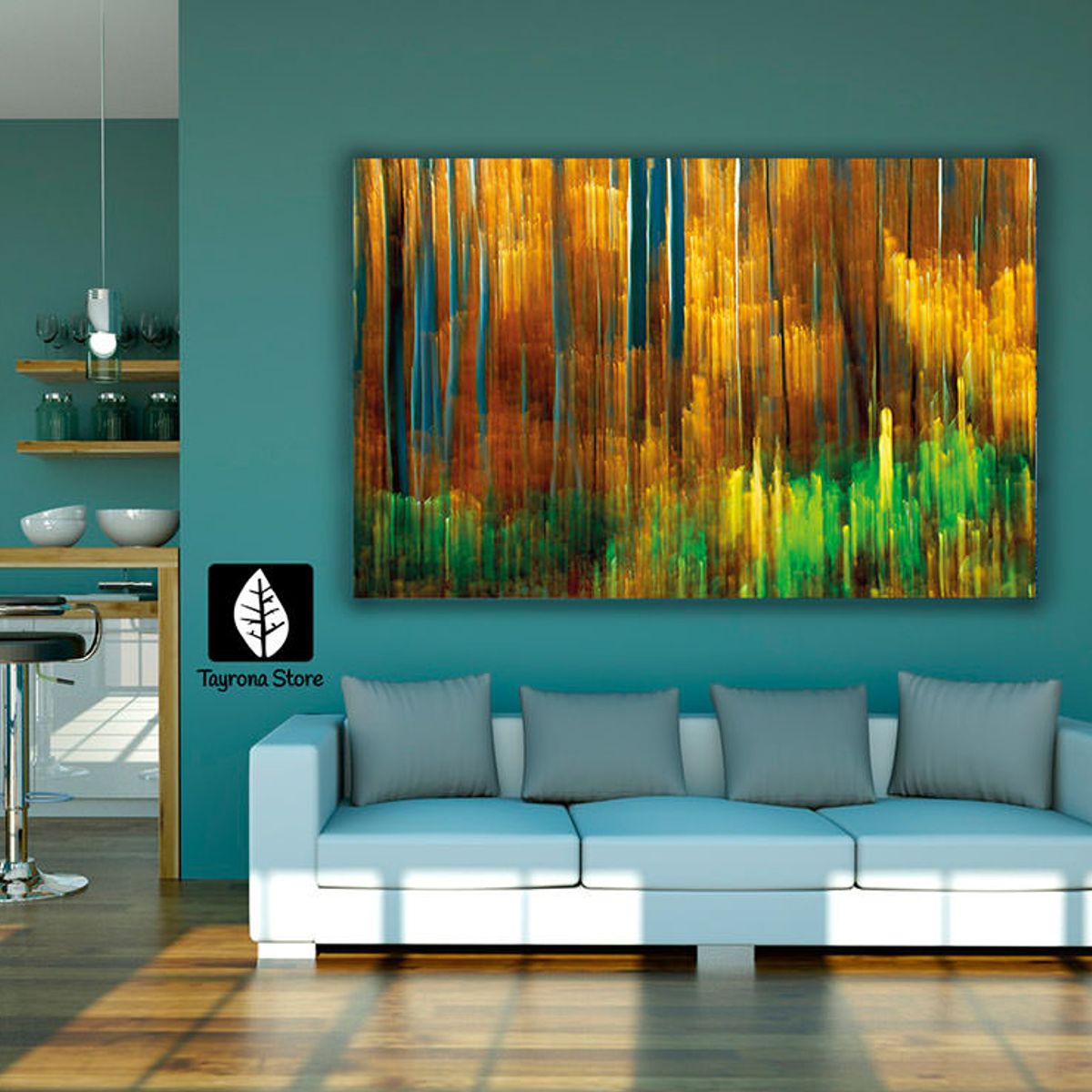 TAYRONA STORE - Cuadro En Lienzo Para La Sala Abstracto 43 100x70cm