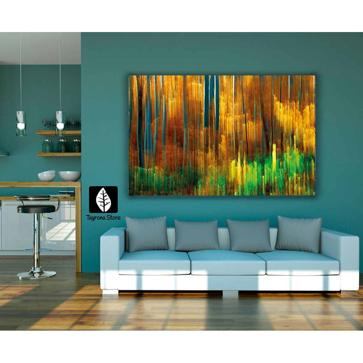 TAYRONA STORE - Cuadro En Lienzo Para La Sala Abstracto 43 100x70cm