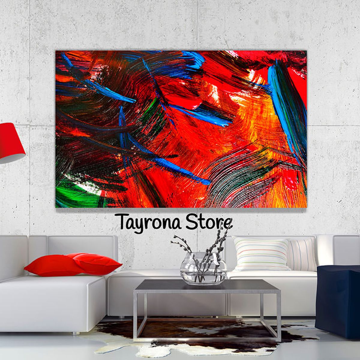 TAYRONA STORE - Cuadro En Lienzo Para La Sala Pintura Abstracta 100x70cm