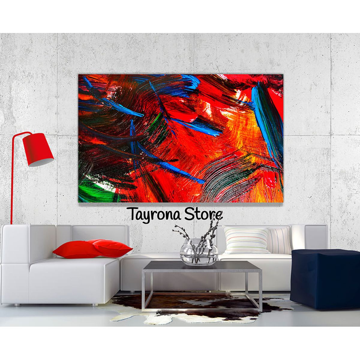 TAYRONA STORE - Cuadro En Lienzo Para La Sala Pintura Abstracta 100x70cm