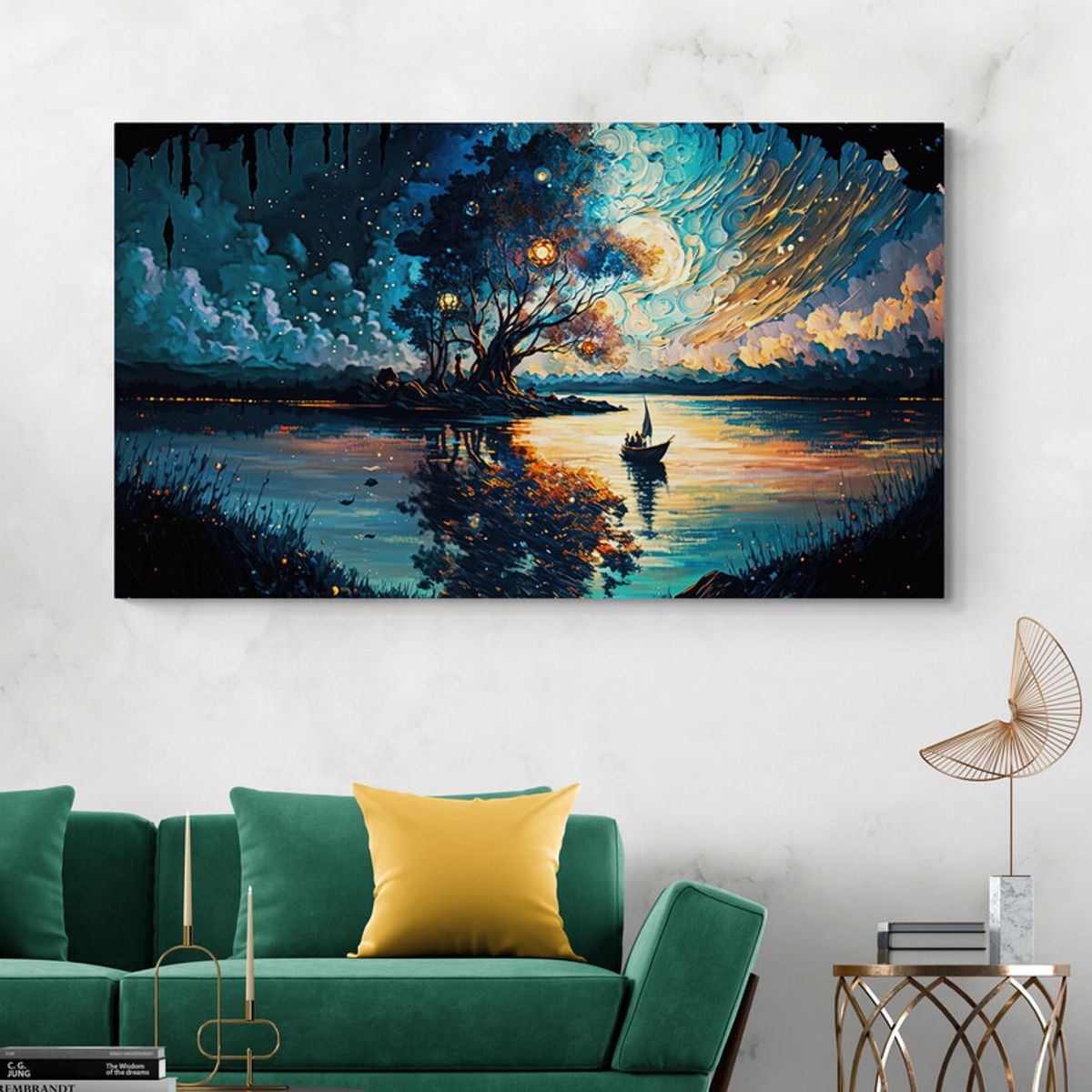 TAYRONA STORE - Cuadro En Lienzo Para La Sala Noche Estrellada 50x35cm