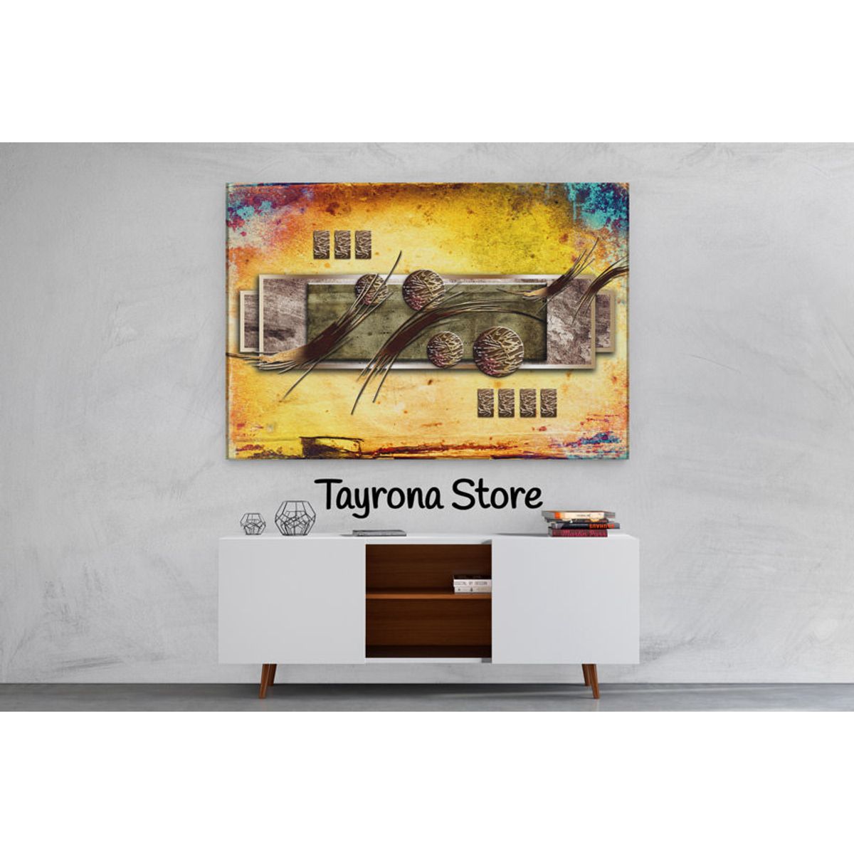 TAYRONA STORE - Cuadro En Lienzo Para La Sala Pintura Abstracta 106 50x35cm