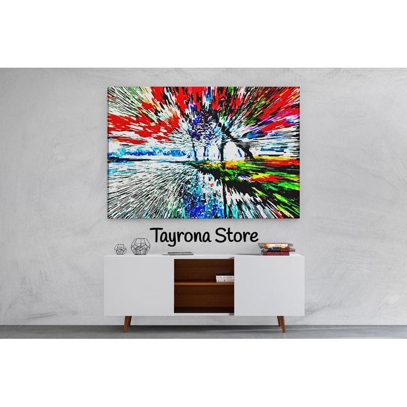 TAYRONA STORE - Cuadro En Lienzo Para La Sala Pintura Abstracta 108 50x35cm