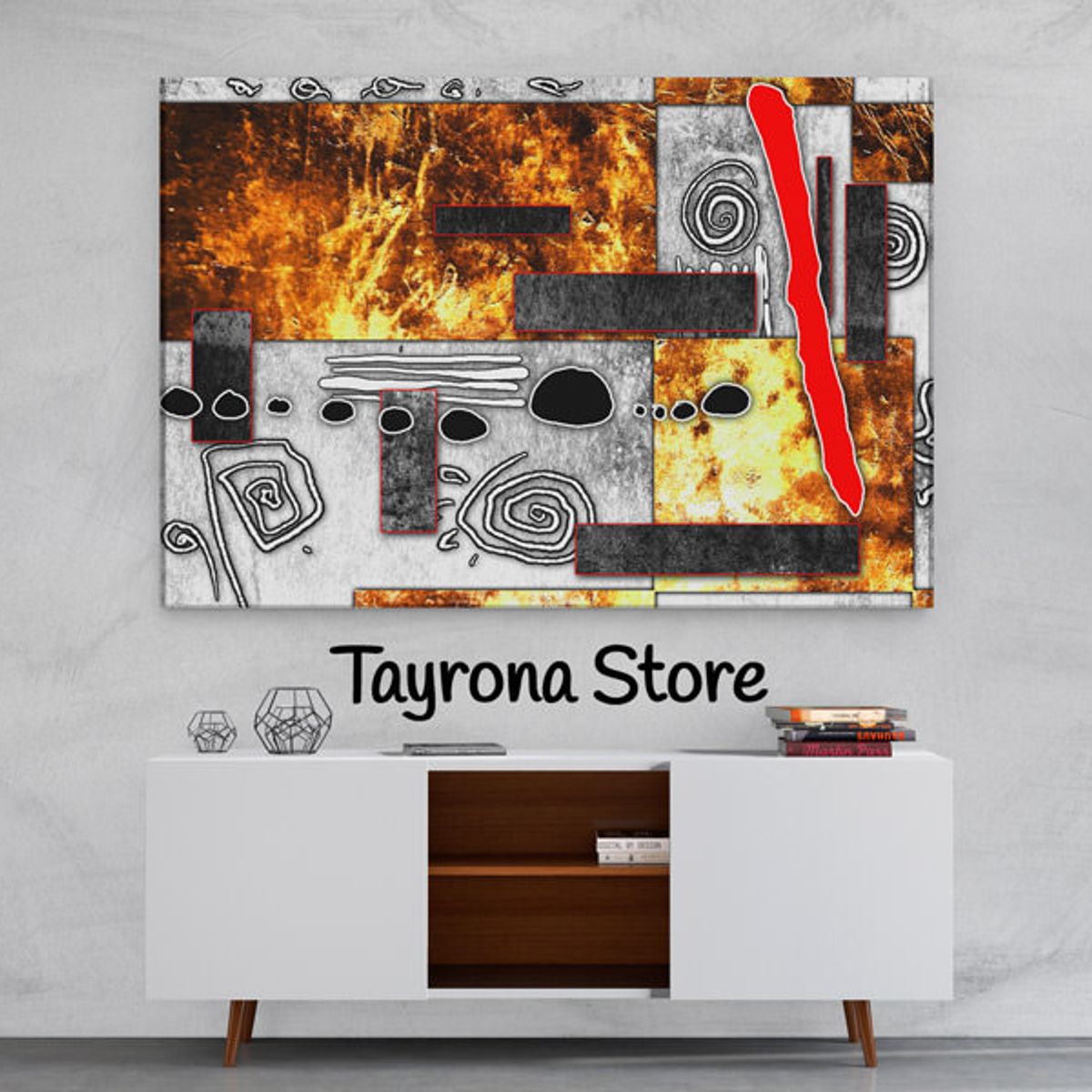 TAYRONA STORE - Cuadro En Lienzo Para La Sala Pintura Abstracta 79 120x80cm