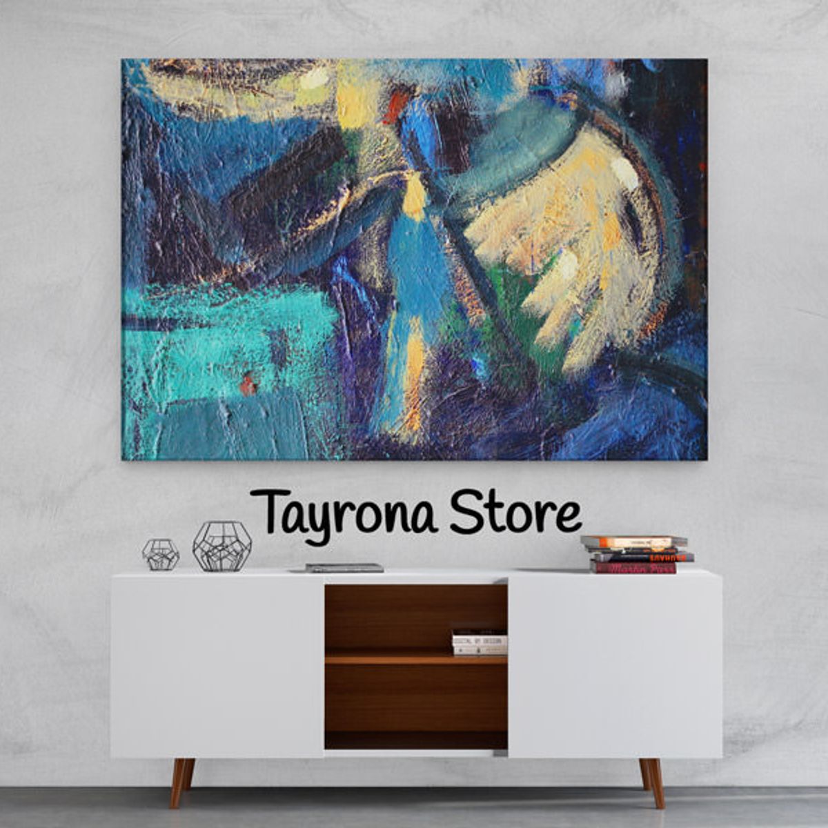 TAYRONA STORE - Cuadro En Lienzo Para La Sala Pintura Abstracta 86 50x35cm