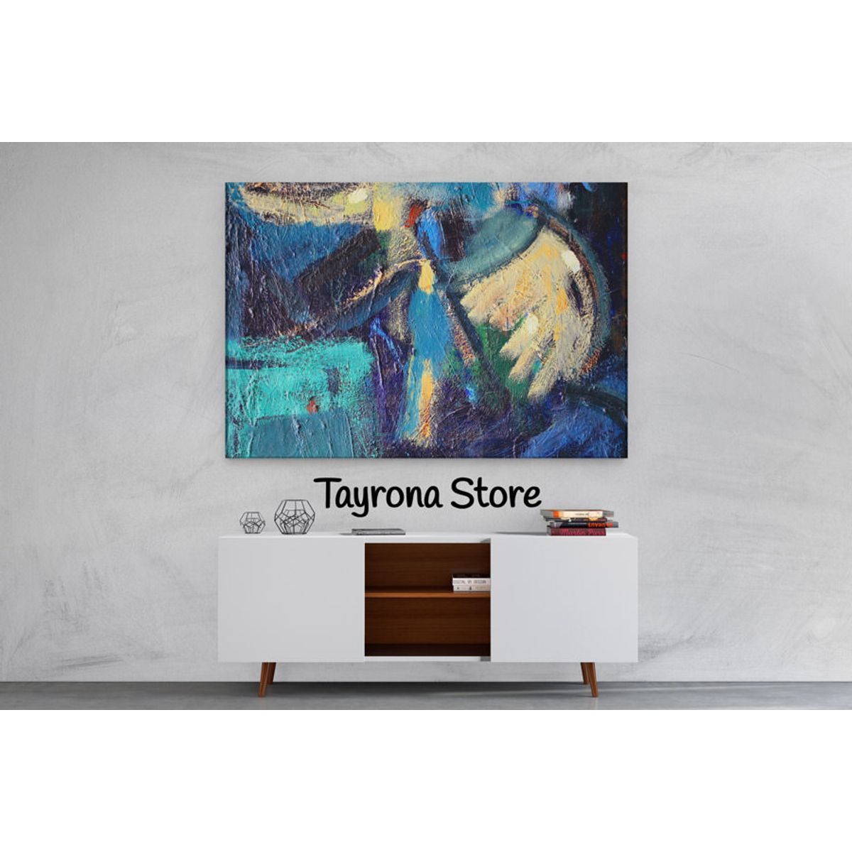 TAYRONA STORE - Cuadro En Lienzo Para La Sala Pintura Abstracta 86 70x50cm