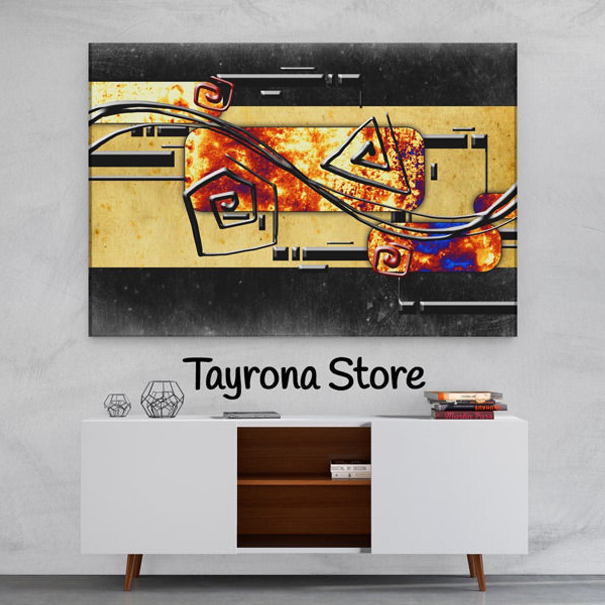 TAYRONA STORE - Cuadro En Lienzo Para La Sala Pintura Abstracta 85 50x35cm