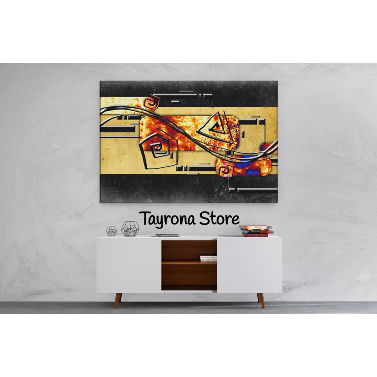 TAYRONA STORE - Cuadro En Lienzo Para La Sala Pintura Abstracta 85 50x35cm