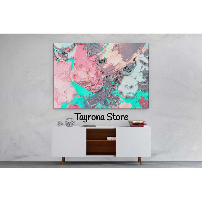 TAYRONA STORE - Cuadro En Lienzo Para La Sala Pintura Abstracta 90 70x50cm