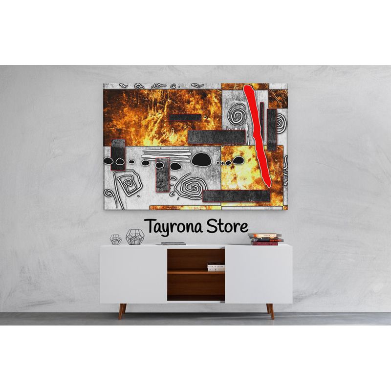 TAYRONA STORE - Cuadro En Lienzo Para La Sala Pintura Abstracta 80 70x50cm