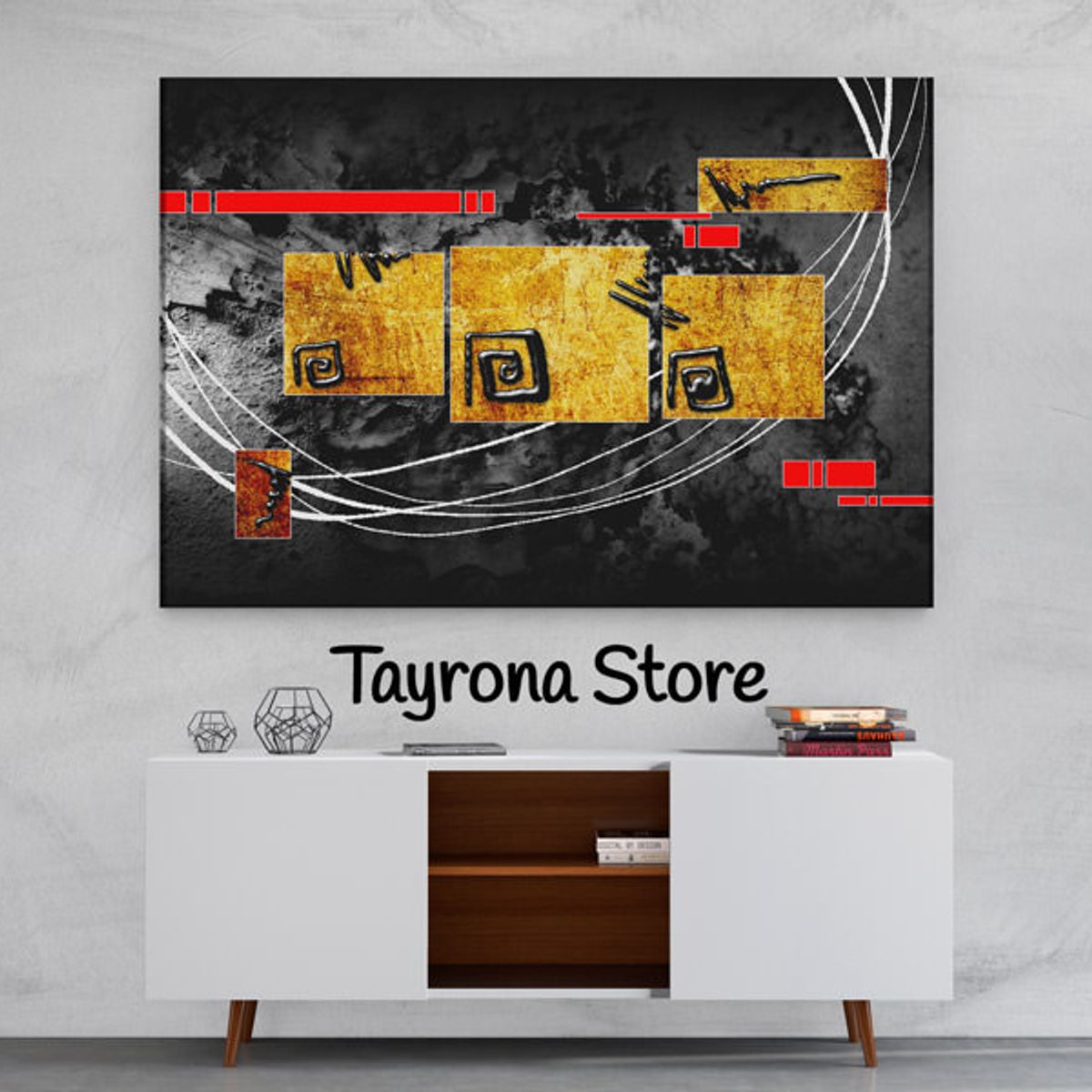 TAYRONA STORE - Cuadro En Lienzo Para La Sala Pintura Abstracta 82 100x70cm
