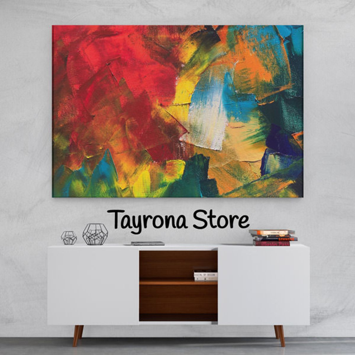 TAYRONA STORE - Cuadro En Lienzo Para La Sala Pintura Abstracta 96 120x80cm