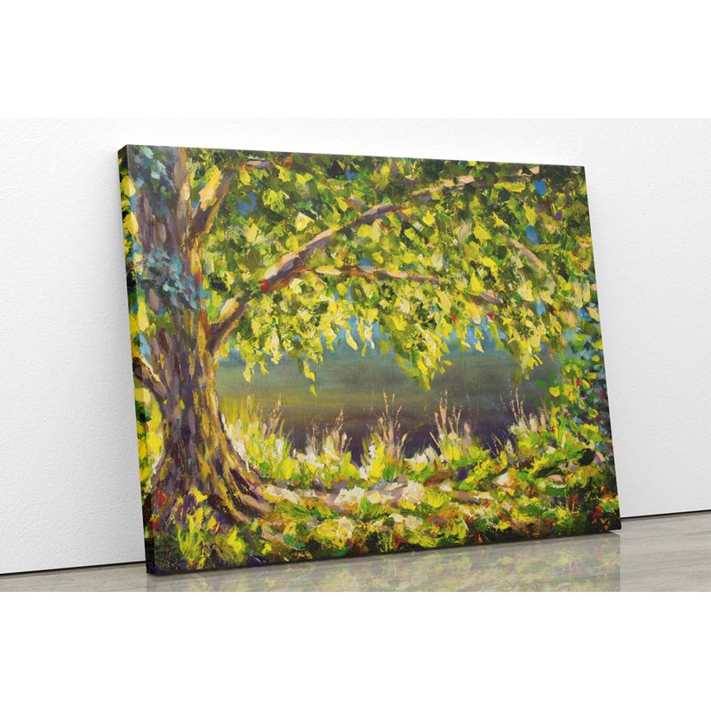 TAYRONA STORE - Cuadro En Lienzo Para La Sala Pintura Bosque 07 80x60cm