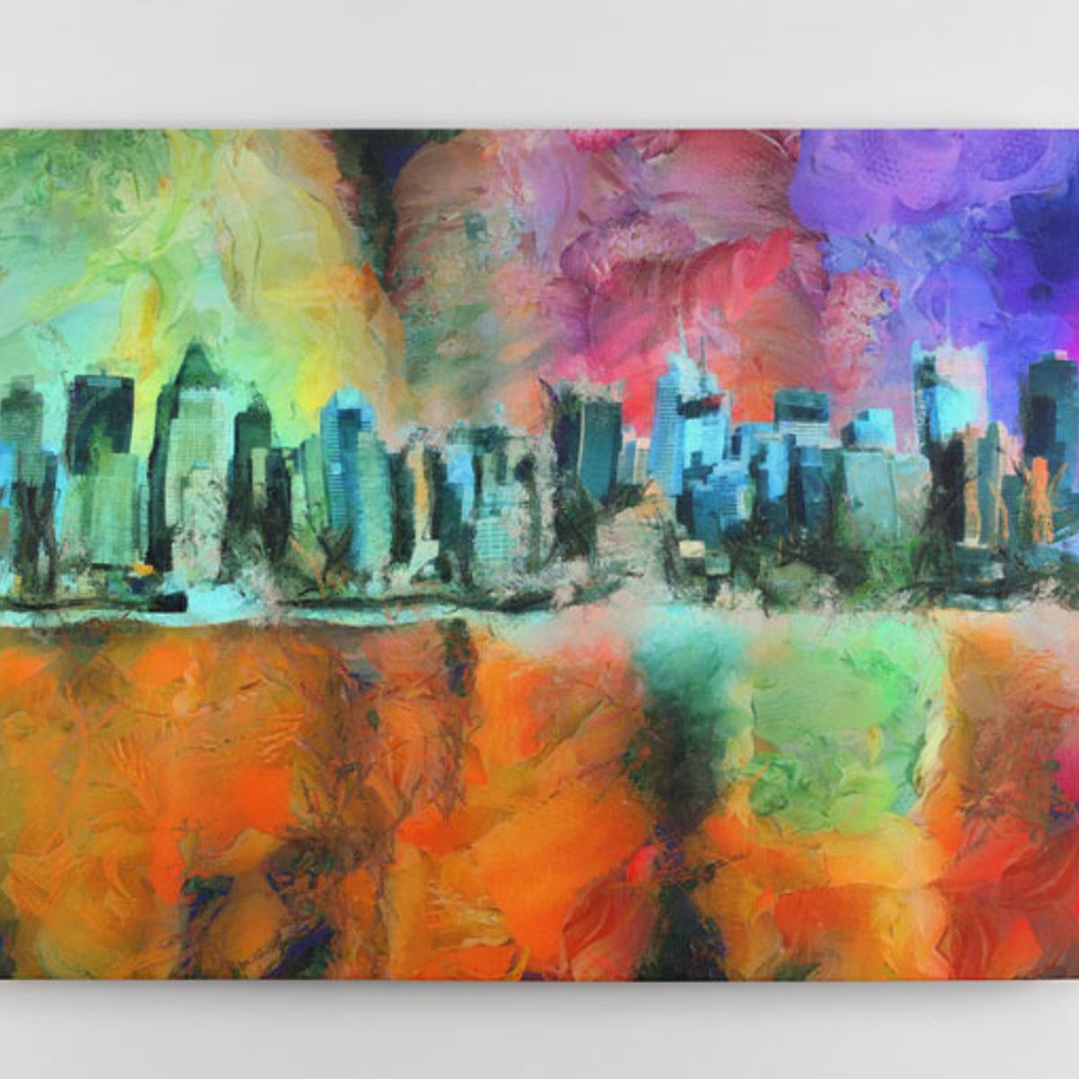 TAYRONA STORE - Cuadro En Lienzo Para La Sala Pintura Ciudad 37 80x60cm