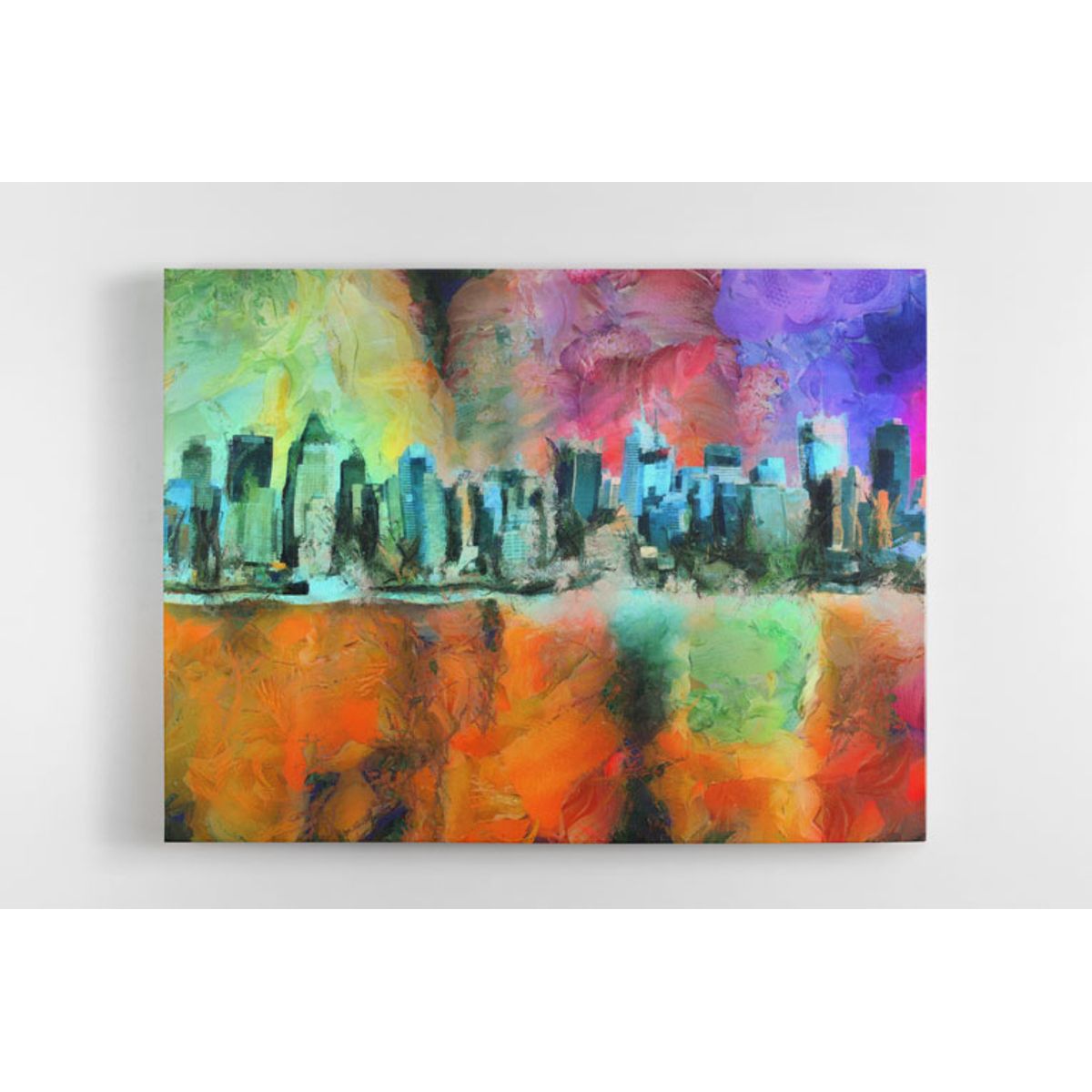 TAYRONA STORE - Cuadro En Lienzo Para La Sala Pintura Ciudad 37 80x60cm