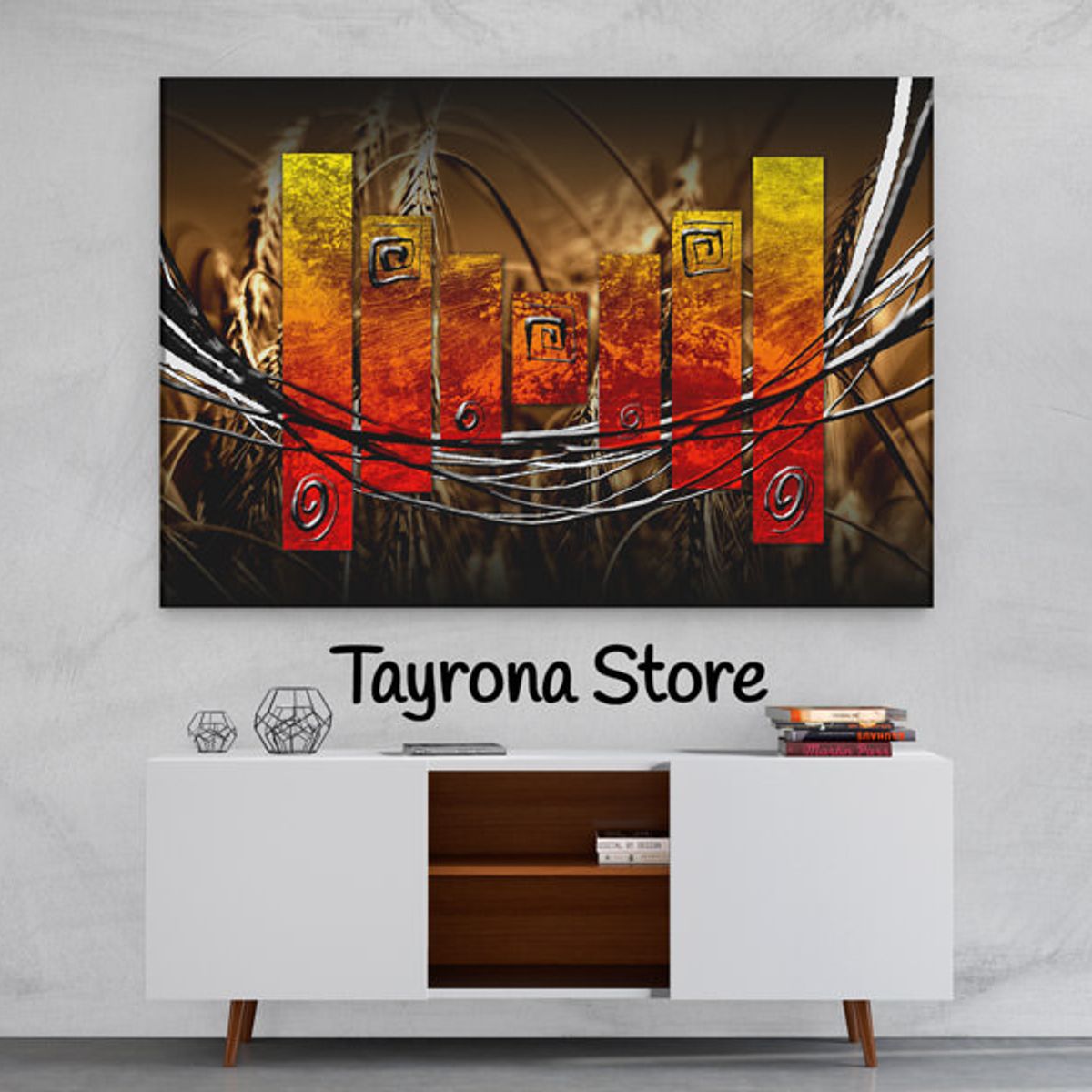 TAYRONA STORE - Cuadro En Lienzo Para La Sala Pintura Abstracta 87 100x70cm