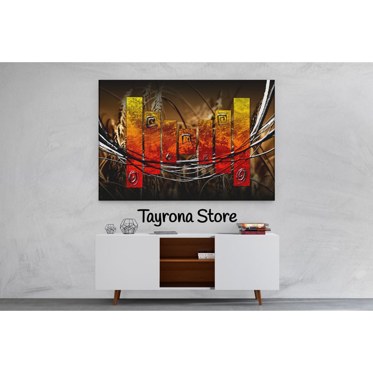 TAYRONA STORE - Cuadro En Lienzo Para La Sala Pintura Abstracta 87 100x70cm