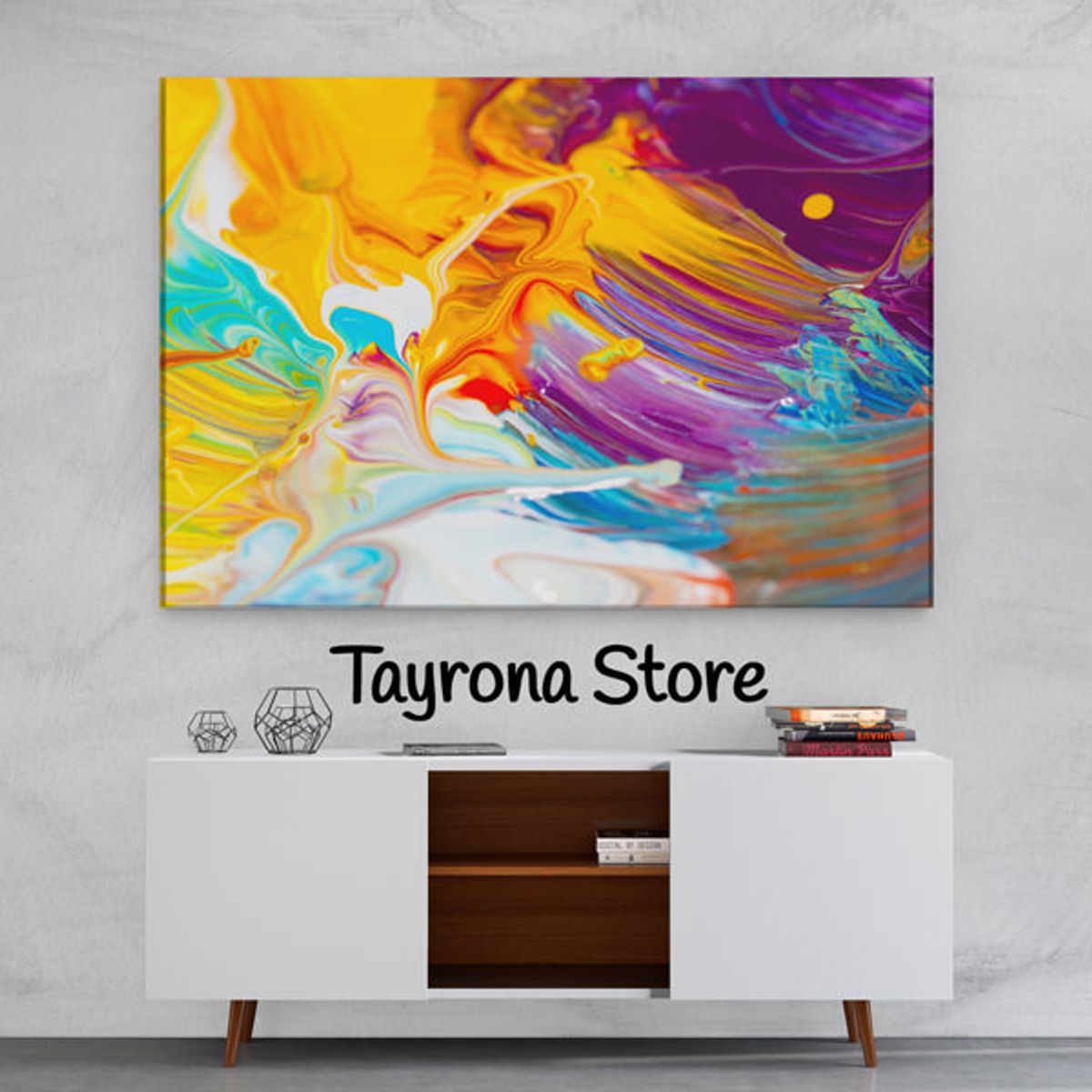 TAYRONA STORE - Cuadro En Lienzo Para La Sala Pintura Abstracta 92 100x70cm