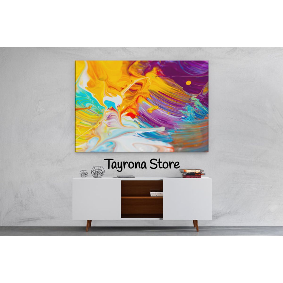TAYRONA STORE - Cuadro En Lienzo Para La Sala Pintura Abstracta 92 100x70cm