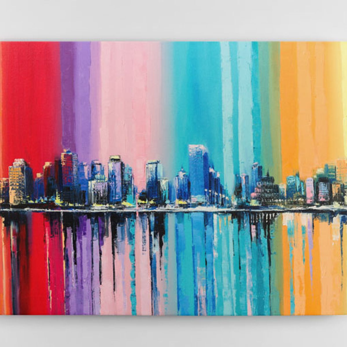 TAYRONA STORE - Cuadro En Lienzo Para La Sala Pintura Ciudad 39 80x60cm