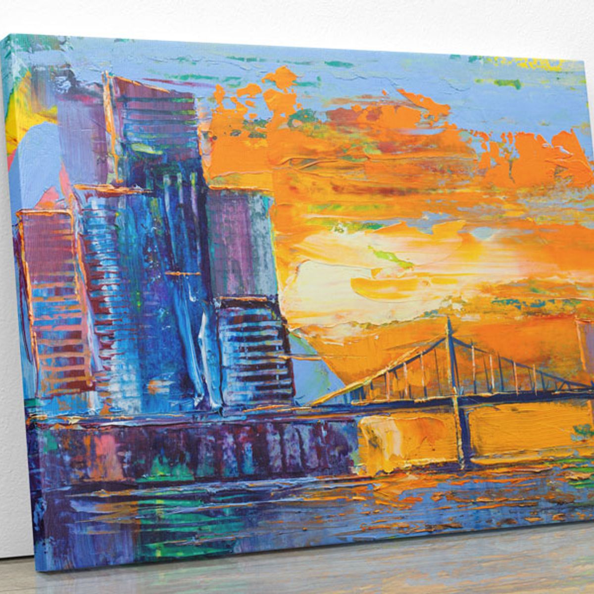 TAYRONA STORE - Cuadro En Lienzo Para La Sala Pintura Ciudad 48 100x75cm