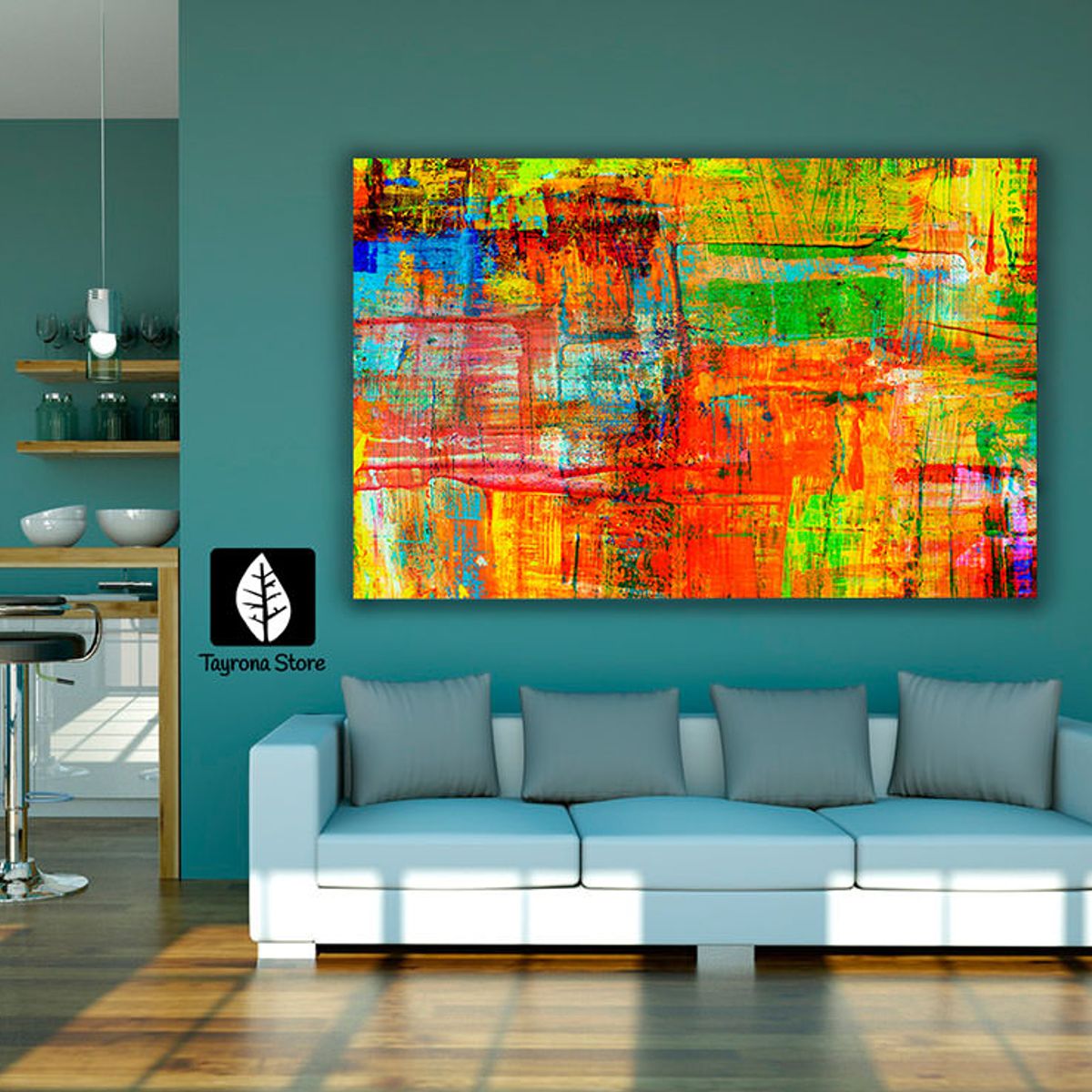 TAYRONA STORE - Cuadro En Lienzo Para La Sala Abstracto 21 70x50cm.