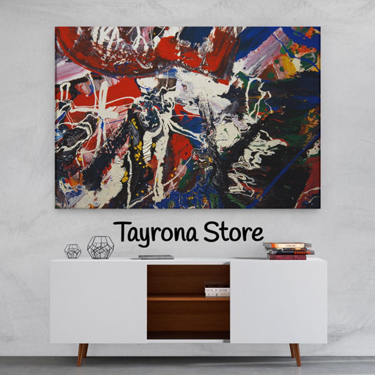 TAYRONA STORE - Cuadro En Lienzo Para La Sala Pintura Abstracta 97 70x50cm
