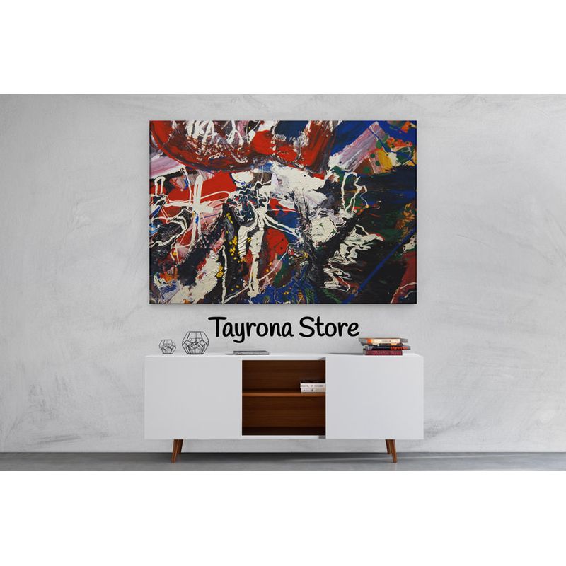 TAYRONA STORE - Cuadro En Lienzo Para La Sala Pintura Abstracta 97 100x70cm