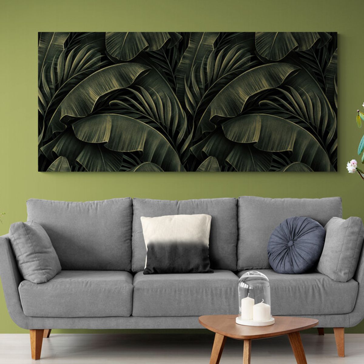 TAYRONA STORE - Cuadro En Lienzo Para La Sala Hojas 137 90x40cm