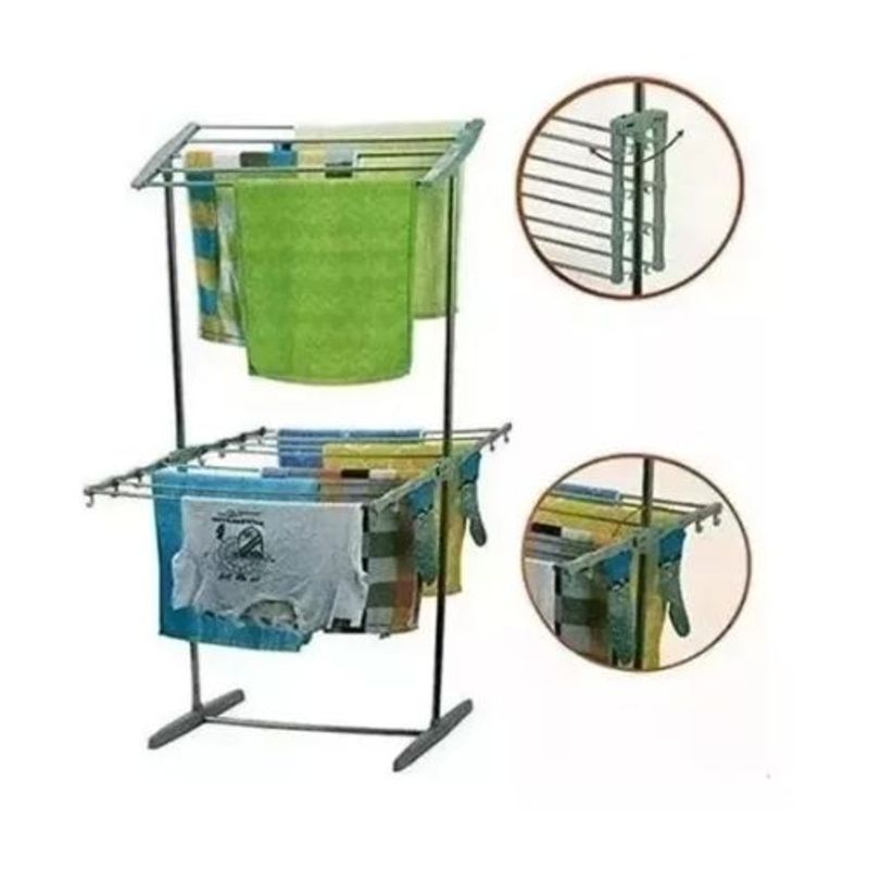 AFM - Tendedero Plegable Ropa  Para Apartamento 2 Niveles Perchero