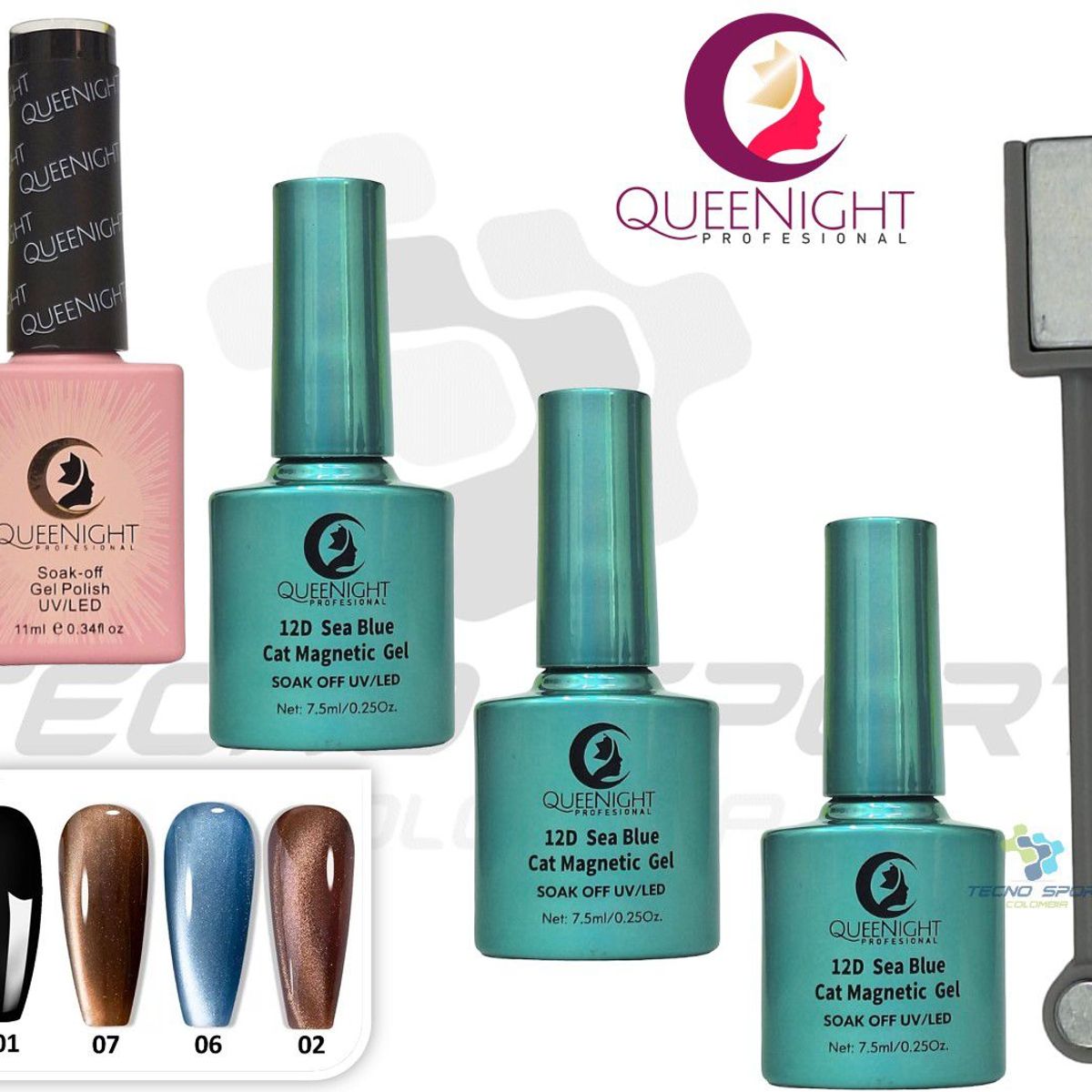 GENERICO - Esmalte Uñas Efecto Ojo De Gato 12d + Iman 5pzs