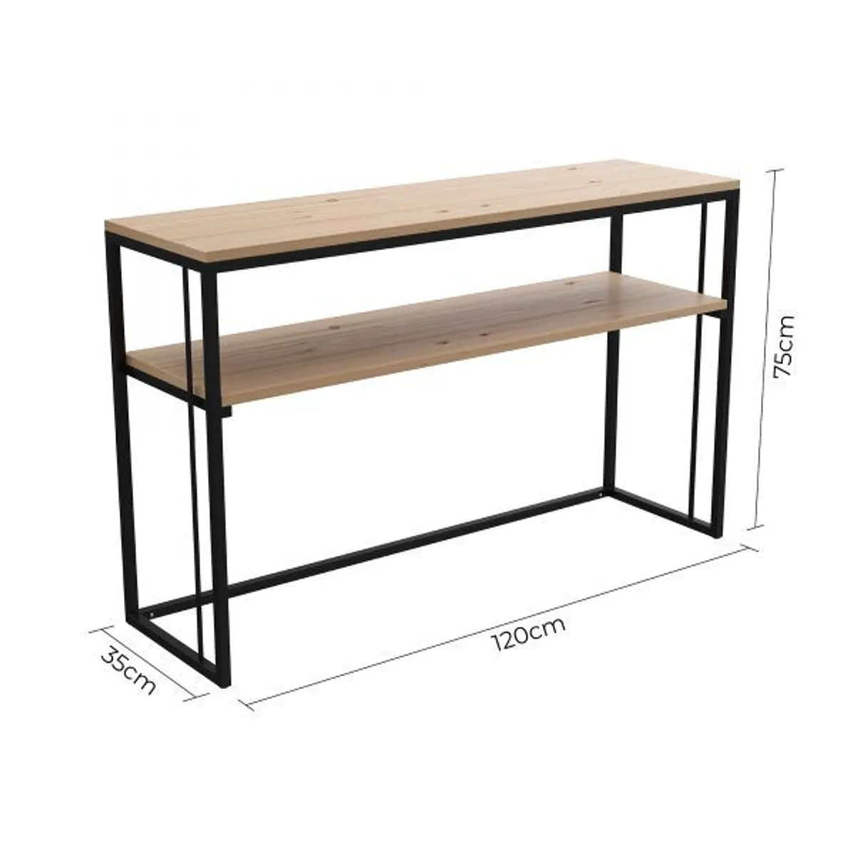 ALIK DISEÑO - Consola Recibidor Mesa De Entrada Estilo Industrial Dos Niveles 120cm Negro