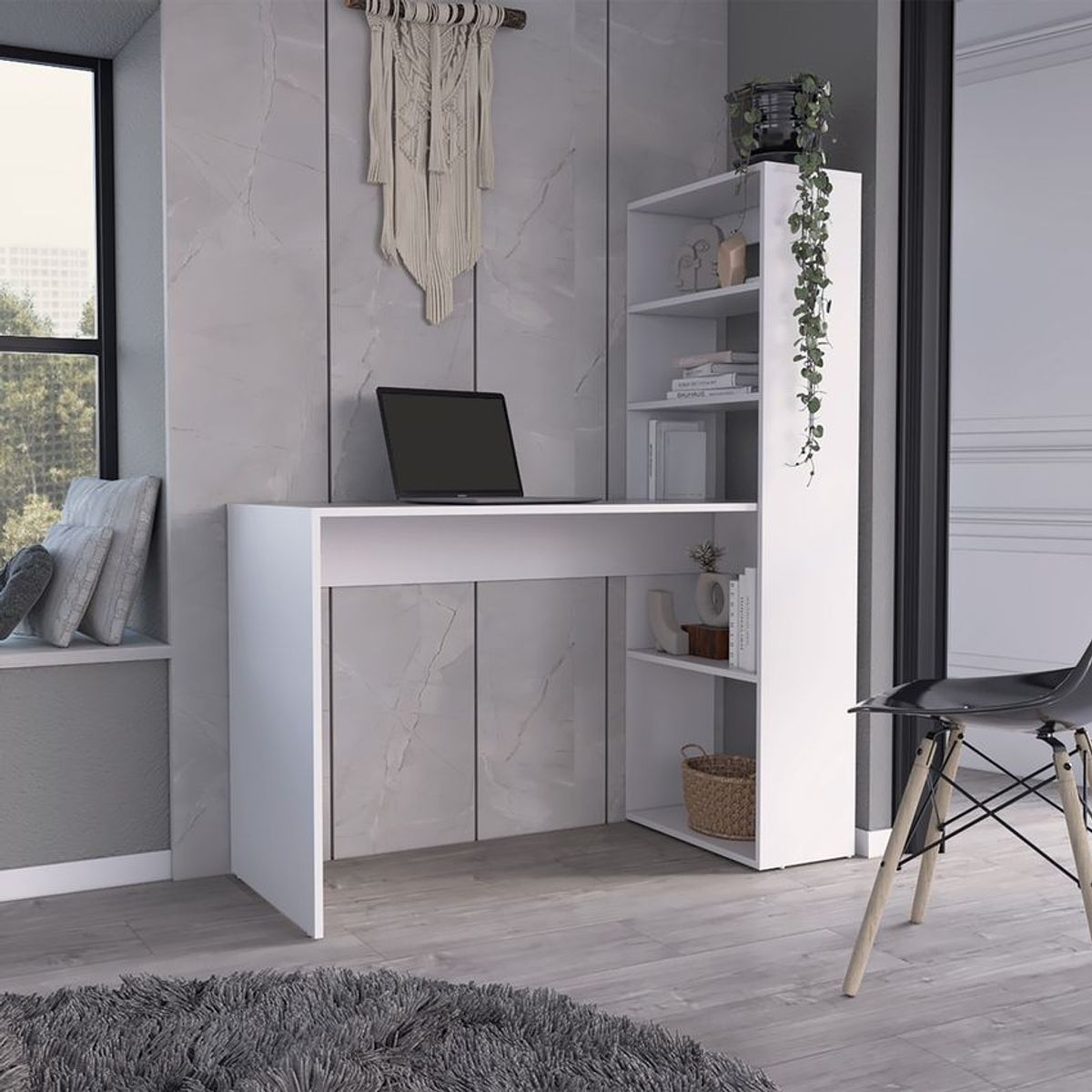 RTA MUEBLES - Escritorio estanteria z120 Blanco elb 9436