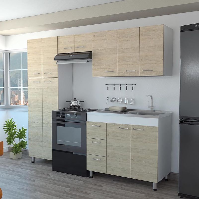 RTA MUEBLES - Cocina ferreti (meson derecho) rovere/blanco rta muebles clr 2598