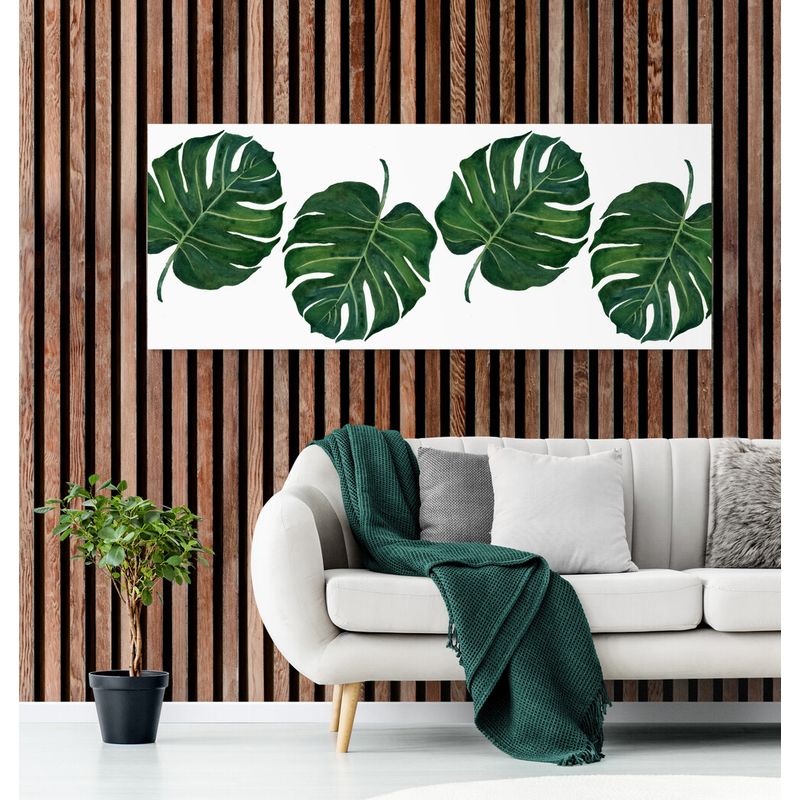 TAYRONA STORE - Cuadro En Lienzo Para La Sala Hojas Verdes 07 125x50cm