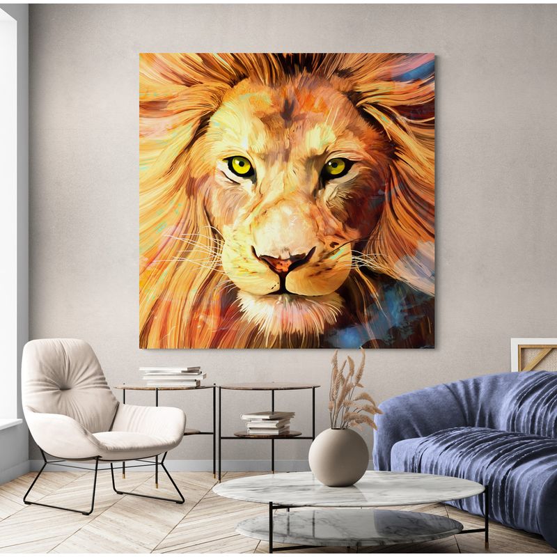 TAYRONA STORE - Cuadro En Lienzo Para La Sala Leon Colores 01 50x50cm