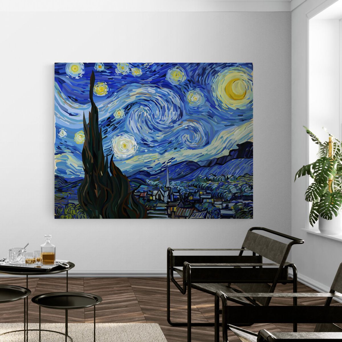 TAYRONA STORE - Cuadro En Lienzo Para La Sala Noche Estrellada 002 150x120cm