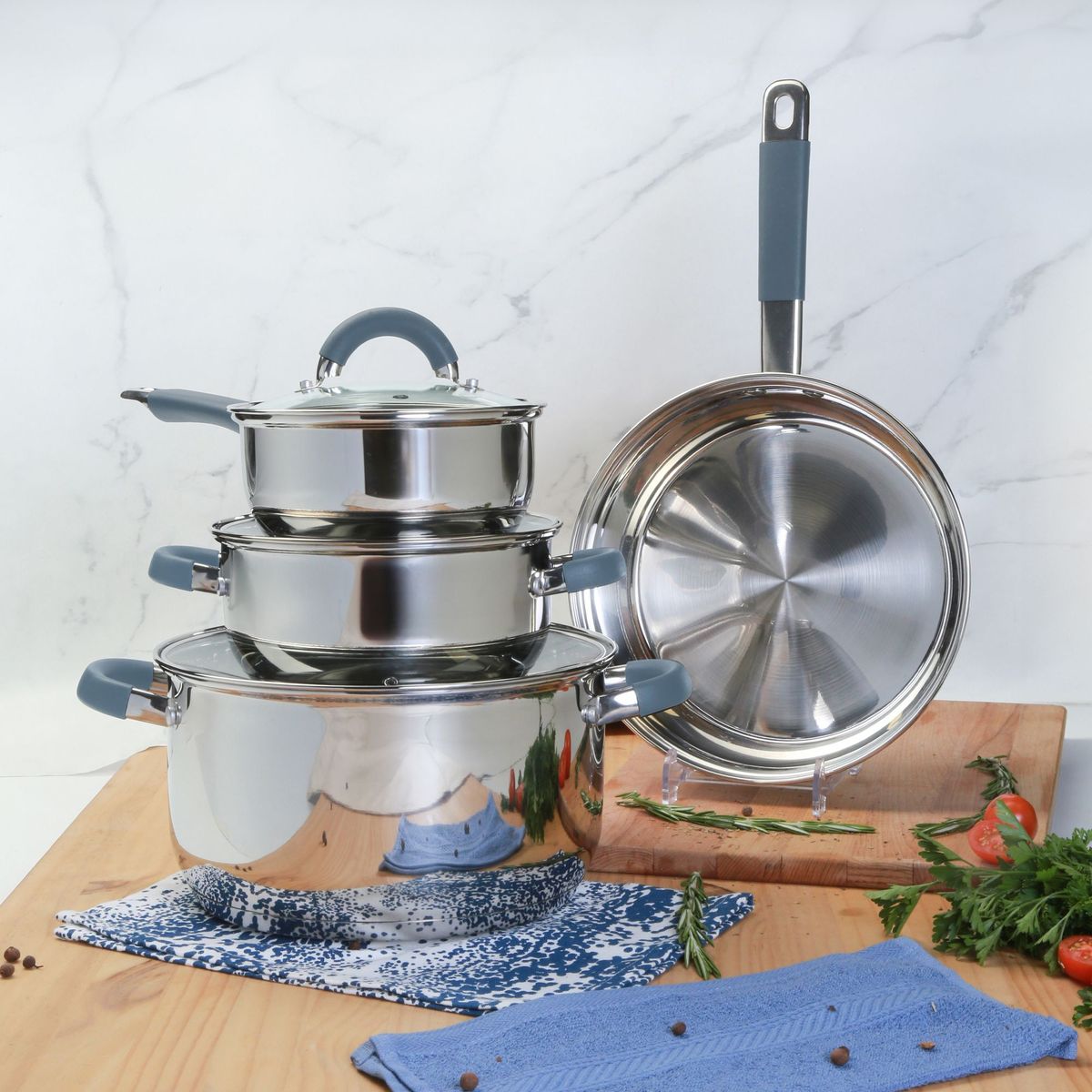 HOME ELEMENTS - Bateria 7 Piezas Acero Inoxidable Home Elements