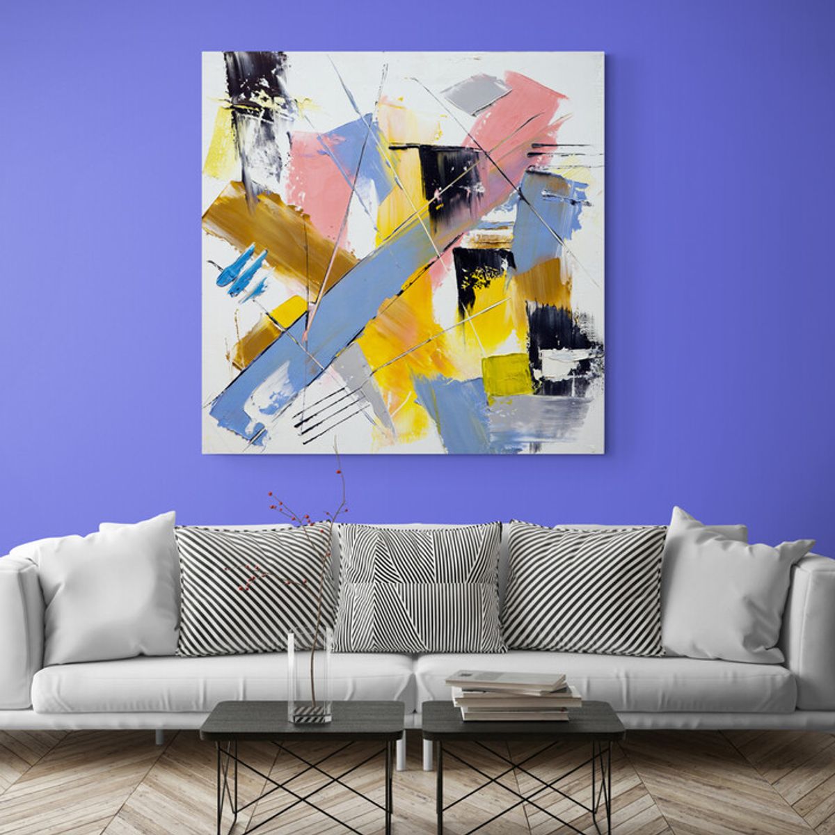 TAYRONA STORE - Cuadro En Lienzo Para La Sala Pintura Abstracta 122 60x60cm