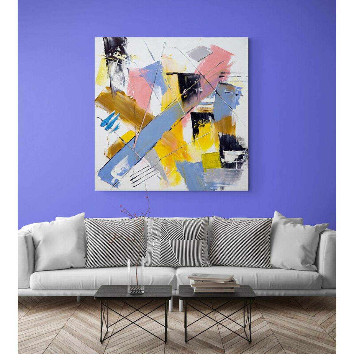 TAYRONA STORE - Cuadro En Lienzo Para La Sala Pintura Abstracta 122 60x60cm