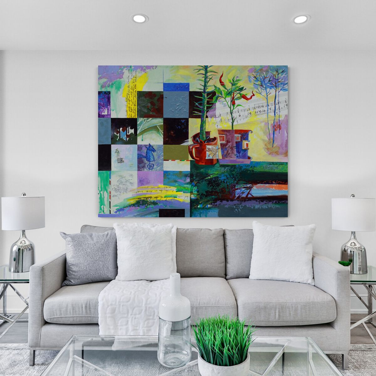 TAYRONA STORE - Cuadro En Lienzo Para La Sala Pintura Abstracta 134 75x60cm