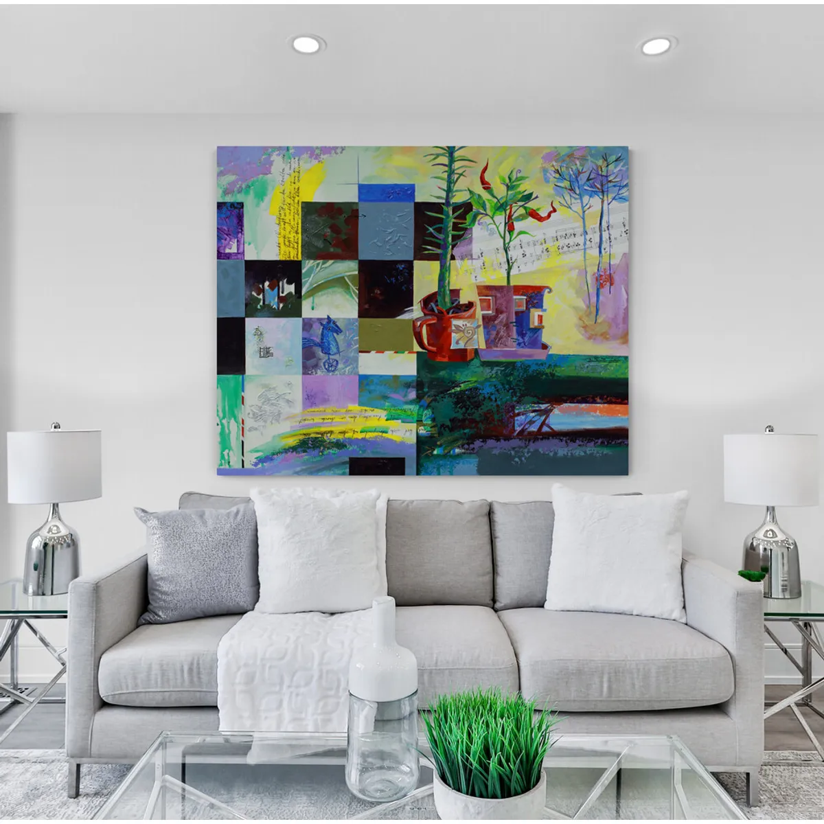 TAYRONA STORE - Cuadro En Lienzo Para La Sala Pintura Abstracta 134 75x60cm