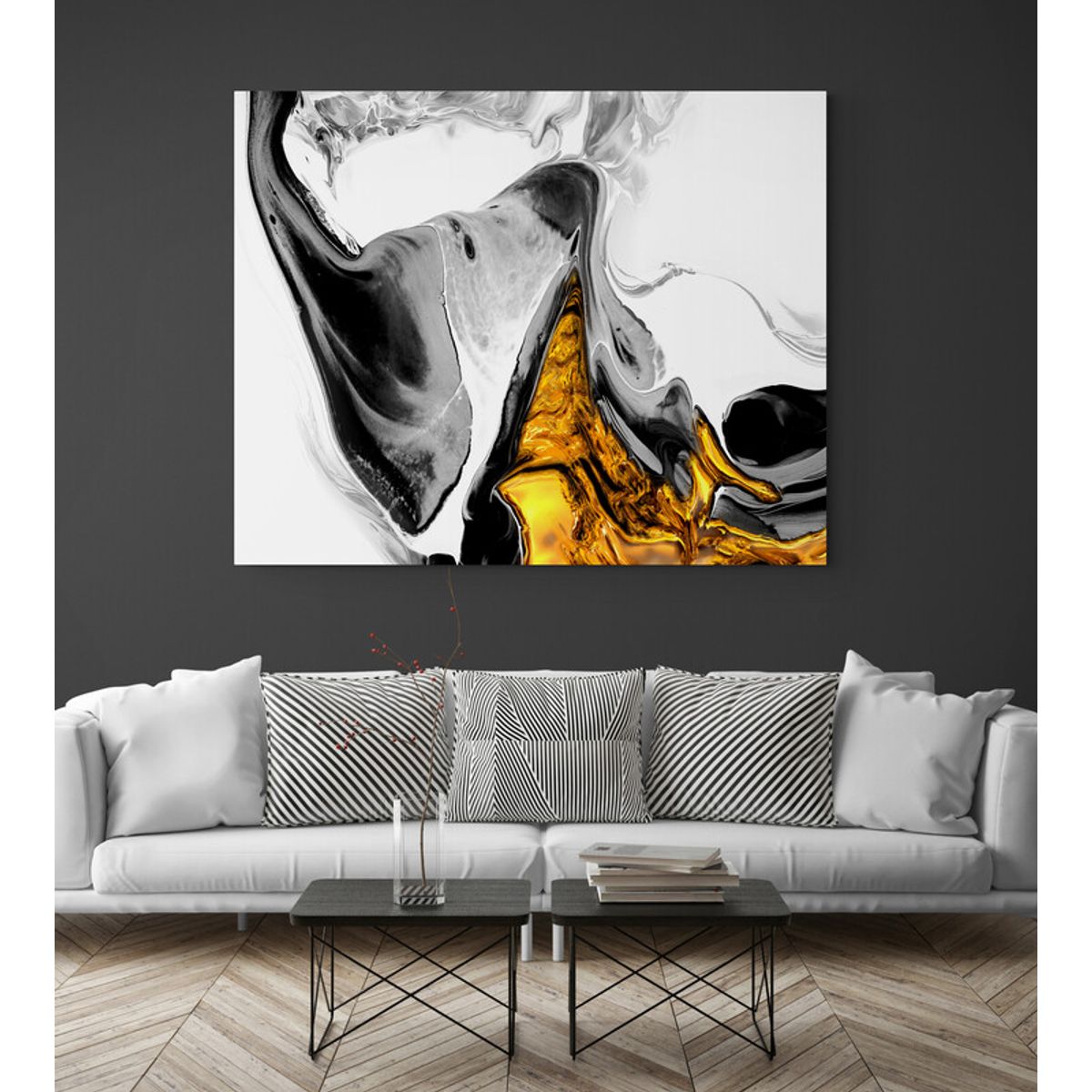 TAYRONA STORE - Cuadro Lienzo Para Sala Pintura Abstracta Con Oro 14 150x120cm