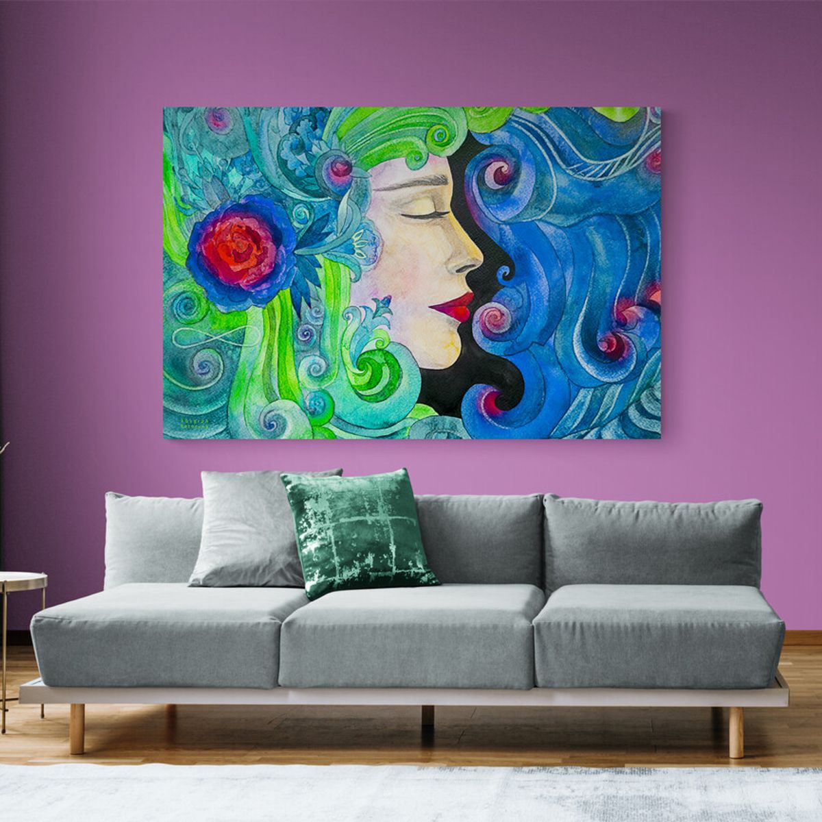 TAYRONA STORE - Cuadro En Lienzo Para La Sala Pintura Mujer 089 50x35cm