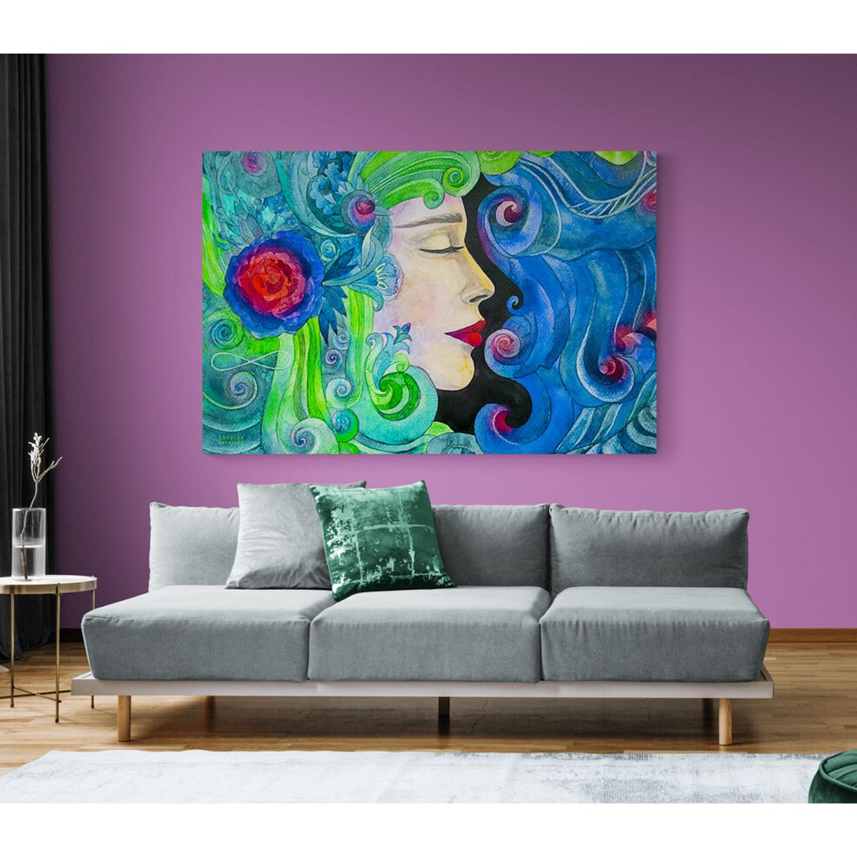 TAYRONA STORE - Cuadro En Lienzo Para La Sala Pintura Mujer 089 50x35cm