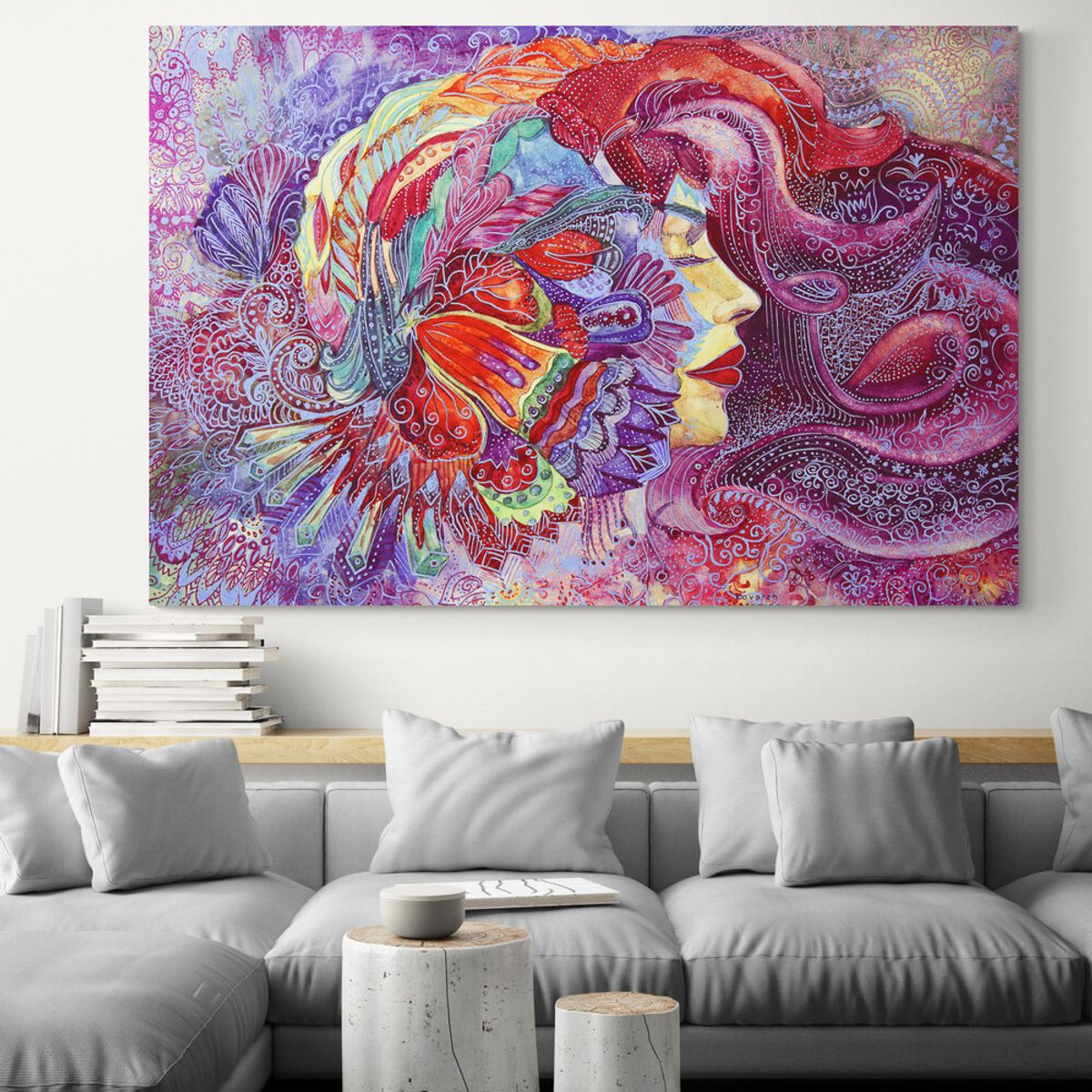 TAYRONA STORE - Cuadro En Lienzo Para La Sala Pintura Mujer 099 70x50cm
