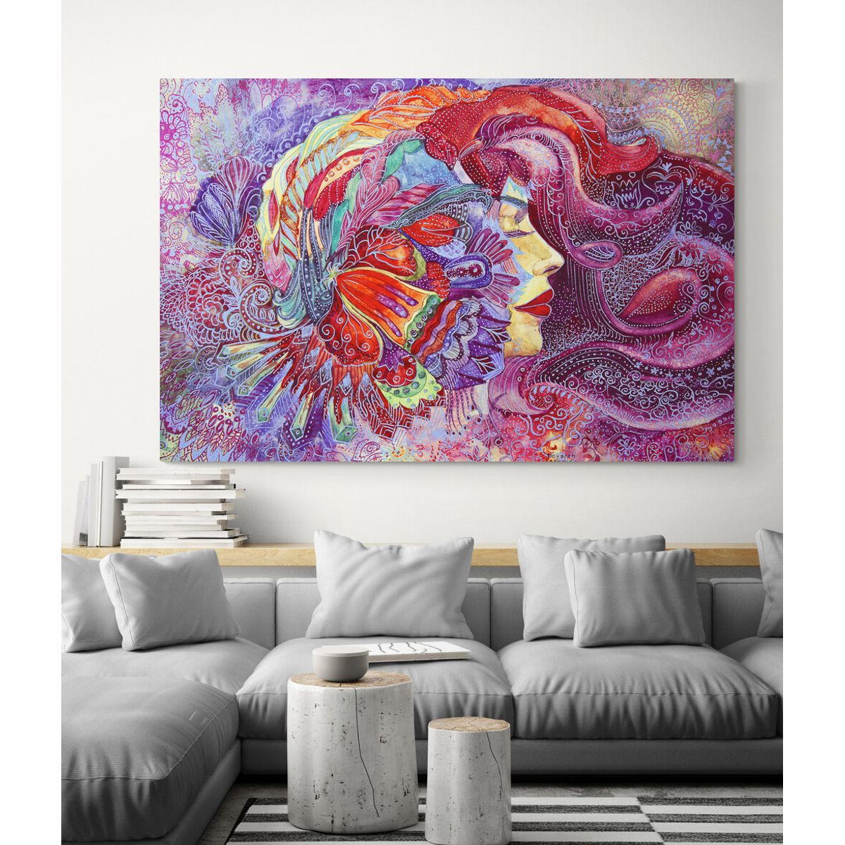 TAYRONA STORE - Cuadro En Lienzo Para La Sala Pintura Mujer 099 70x50cm
