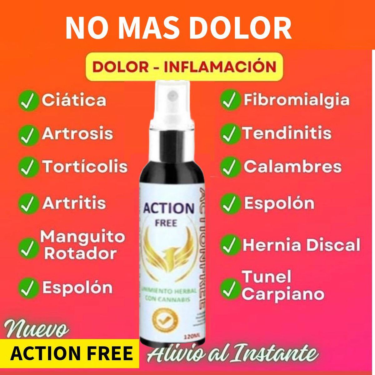GENERICO - ACTION FREE ELIMINA EL DOLOR ARTICULAR ARTRITIS - ARTROSIS