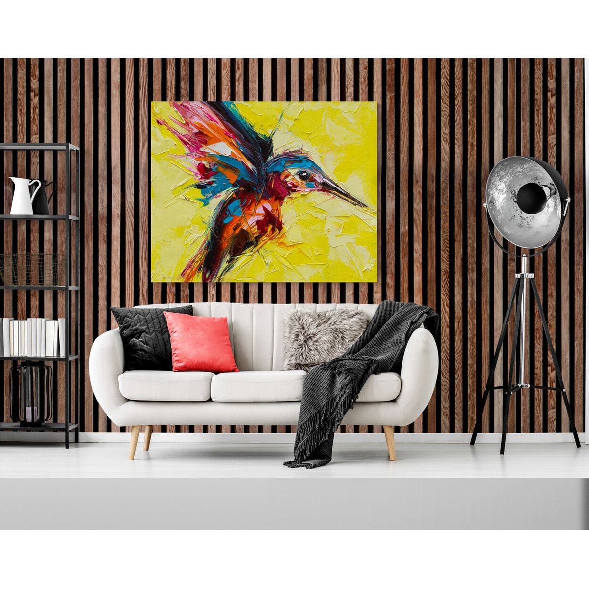 TAYRONA STORE - Cuadro En Lienzo Para La Sala Pintura Colibri 010 75x60cm