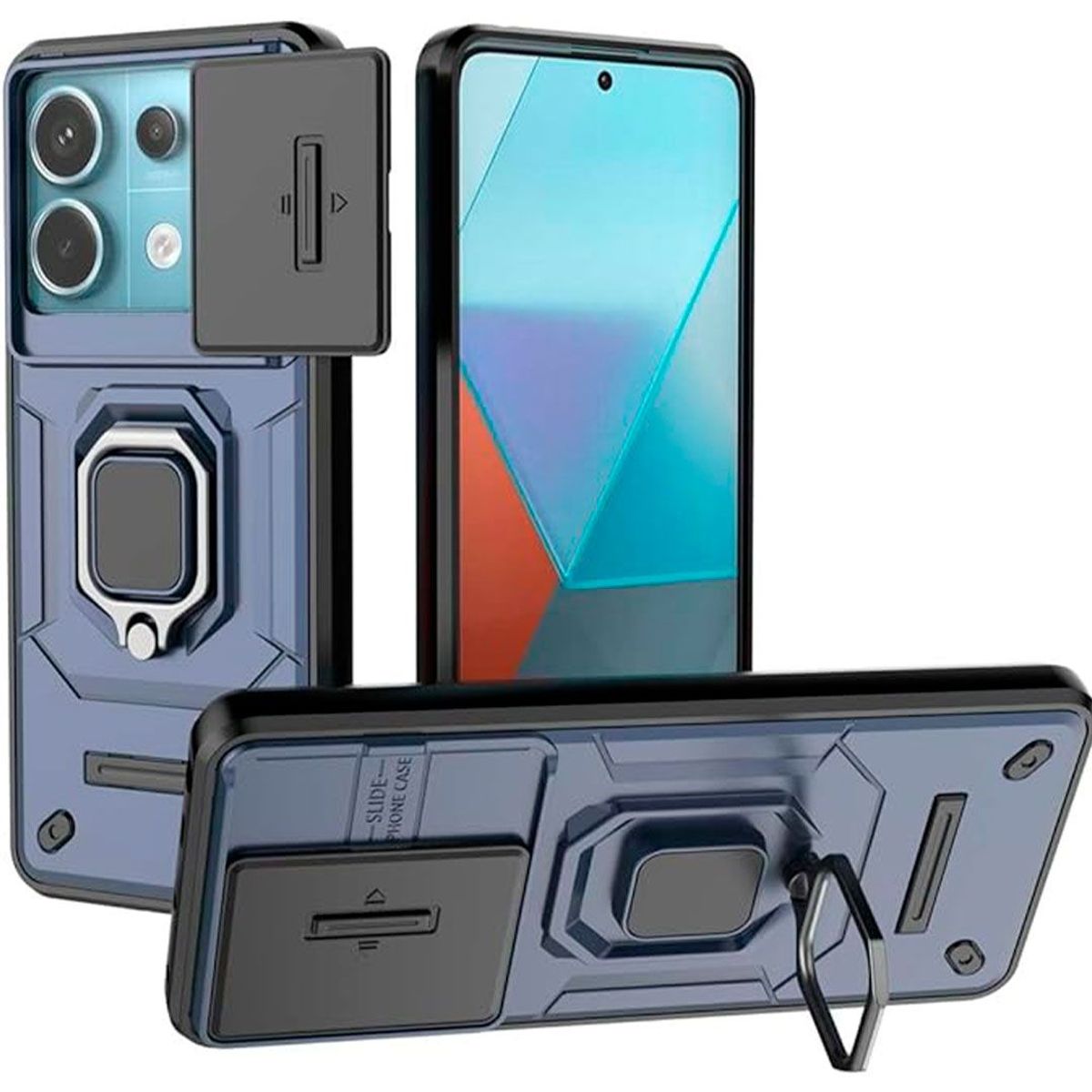 GENERICO - Estuche Protección Cámara Anillo Slider Para Redmi Note 13 5G Azul